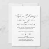Delicate Zwarte Calligraphy Elopement Ontvangst Kaart (Voorkant)