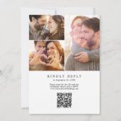 Delicate zwarte fotocollage QR-code bruiloft Kaart (Achterkant)