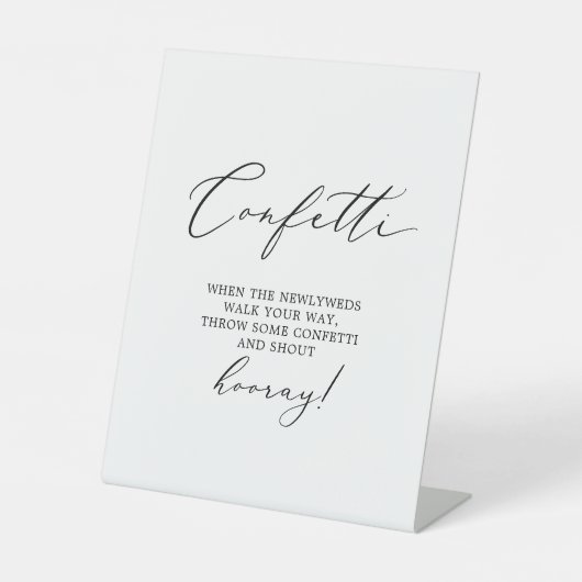 Delicate zwarte kalligrafie bruiloft Confetti Toss Reclamebord Met Voetstuk (Voorkant)