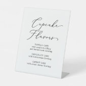 Delicate zwarte kalligrafie bruiloft cupcake smake reclamebord met voetstuk (Voorkant)