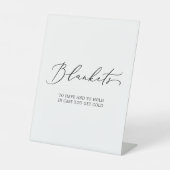 Delicate zwarte kalligrafie bruiloft dekens reclamebord met voetstuk (Voorkant)