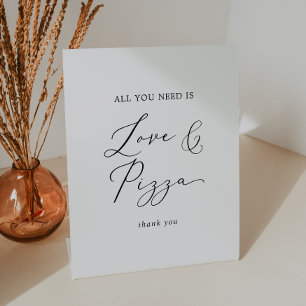 Delicate Zwarte Kalligrafie Bruiloft Liefde en Piz Reclamebord Met Voetstuk