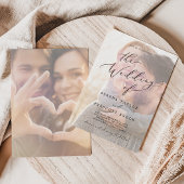 Delicate zwarte kalligrafie | Faded-fotoweddenscha Kaart