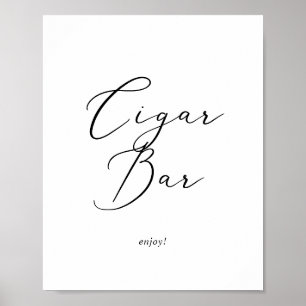 Delicate zwarte kalligrafie Sigar Bar-teken Poster