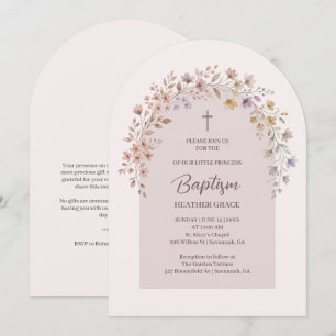Délicates Cartes de Baptême aux Teintes de Prune F