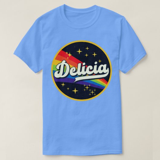 Delicia regenboog in ruimte  stijl t-shirt (Design voorkant)