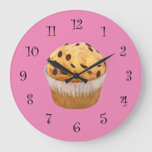 Délicieuse horloge murale de cuisine rose muffin