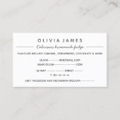 Délicieux carte de visite de sucreries maison (Dos)