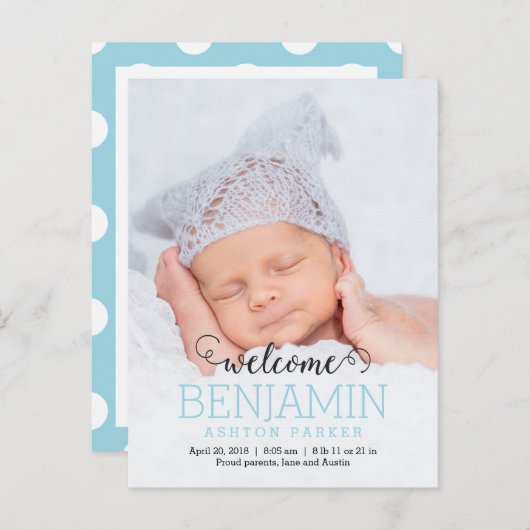 DÉLICIEUX Faire-part de naissance moderne (Devant / Derrière)