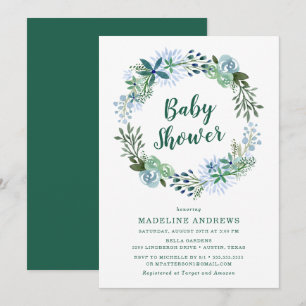 Délicieux floral Invitation au Baby shower vert