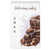 Délicieux gâteaux aquarelle Oblong Wall Calendrier (Protection)