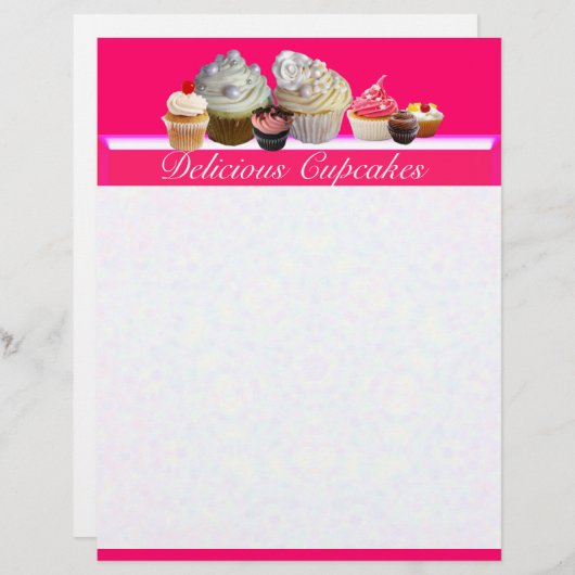 DELICIEUZE CUPCAKES DESERT SHOP, Pink, Fuchsia Whi (Voorkant / Achterkant)