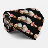 DELICIEUZE CUPCAKES DESERT SHOP, Roze Black Fuchsi Stropdas (Opgerold)