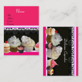 DELICIEUZE CUPCAKES DESERT SHOP, Roze Fuchsia Red Visitekaartje (Voorkant / Achterkant)