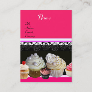 DELICIEUZE CUPCAKES DESERT SHOP, Roze Fuchsia Red Visitekaartje