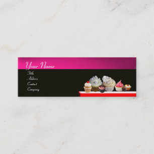 DELICIEUZE CUPCAKES DESERT SHOP, Roze Paars Violet Mini Visitekaartje