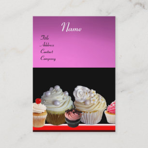DELICIEUZE CUPCAKES DESERT SHOP, Roze Paars Violet Visitekaartje