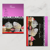 DELICIEUZE CUPCAKES DESERT SHOP, Roze Paars Violet Visitekaartje (Voorkant / Achterkant)