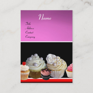 DELICIEUZE CUPCAKES DESERT SHOP, Roze Paars Violet Visitekaartje