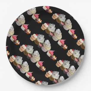 DELICIEUZE CUPCAKES WINKEL, Roze, Fuchsia Wit Papieren Bordje