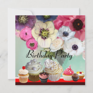 DELICIEUZE KAPITEIN BIRTHDAY PARTIJ, rood roze zwa Kaart
