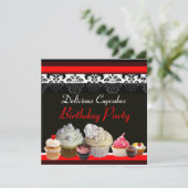 DELICIEUZE KAPITEIN BIRTHDAY PARTIJ, rood roze zwa Kaart (Staand voorkant)