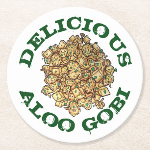 Delicious Aloo Gobi Indian Food Cauliflower Curry Ronde Kartonnen Onderzetter
