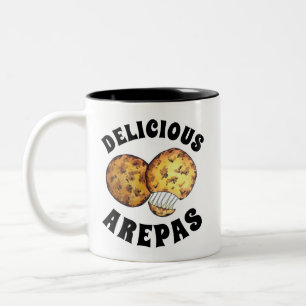Delicious Cheese Maize Arepas South American Food Tweekleurige Koffiemok