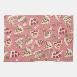 Delicious Cheesy Pizza Pattern Theedoek
