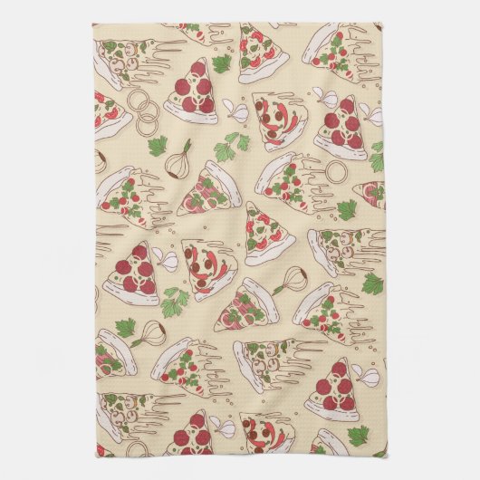 Delicious Cheesy Pizza Pattern Theedoek (Verticaal)