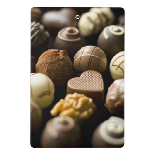 Delicious chocoladepralines mini klembord (Achterkant)