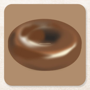 Delicious Chocolate Doughnut Vierkante Kartonnen Onderzetter