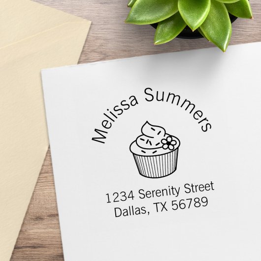Delicious Cupcake met Frosting Yummy Address Rubberstempel