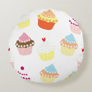 Delicious Decorated Birthday Cupcakes Rond Kussen
