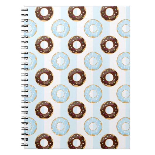 Delicious Donuts Blue Stripes Pattern Notitieboek (Voorkant)