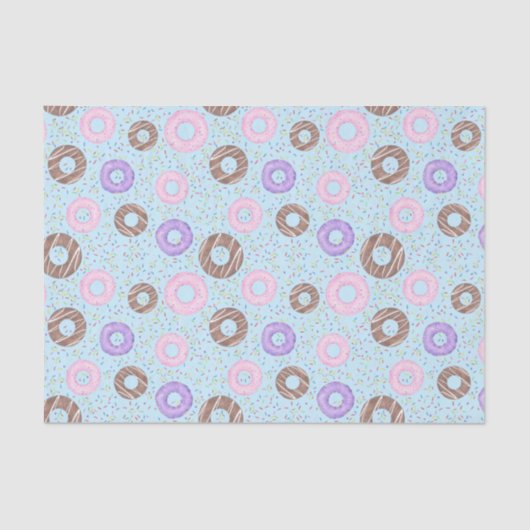 Delicious Donuts Tissue Paper on Blue Tissuepapier (Voorkant)