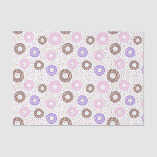 Delicious Donuts Tissue Paper on White Tissuepapier (Voorkant)
