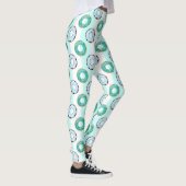 Delicious Donuts Turquoise Stripes Pattern Leggings (Rechts)
