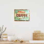 Delicious Fresh Brewed Coffee Antiek Replica Poster (Keuken)