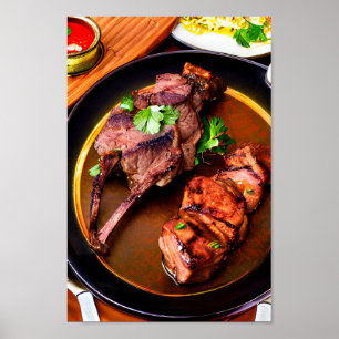Delicious Middle-Eastern Grill Lamb Steak Poster