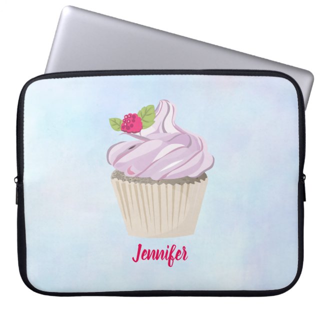 Delicious roze koekjesgebak op top Custom Laptop Sleeve (Voorkant)