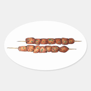 Delicious Souvlaki Meat Pork Skewer Greek Cuisine Ovale Sticker