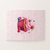 Delicious Strawberry Cupcake Pink White Puzzles  (Horizontal)