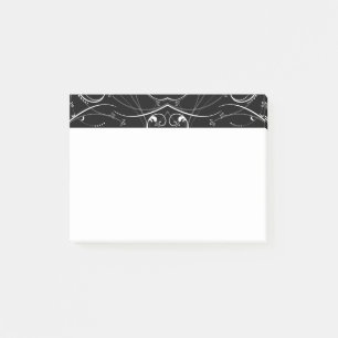 Delig florale herhalende patroon in wit op zwart post-it® notes