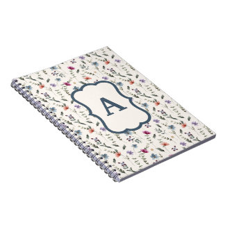 Deligate Bloemenweide Bloempatroon Monogram Notitieboek