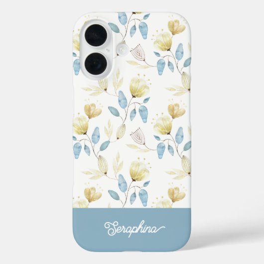 Delige moderne bloempatroon met jouw naam Case-Mate iPhone case (Achterkant)