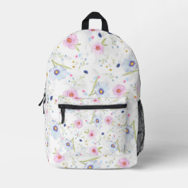 Delige Pastel Waterverf Wilde Bloemen Patroon Bedrukte Rugzak