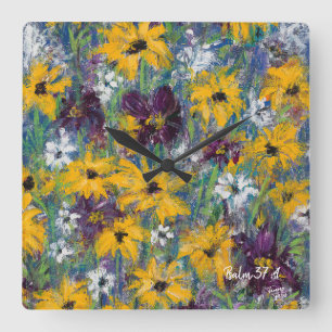 Delight Bloemen Wandklok - Psalm 37:4 Vierkante Klok