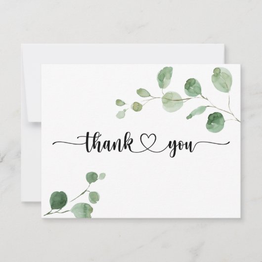 Delight Eucalyptus Platte Trouw Dankkaart Bedankkaart (Voorkant)