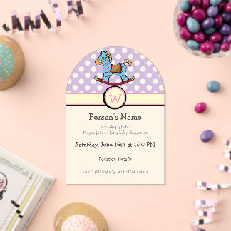 Delightful Hearts Schommelpaard Baby Shower Acryl Uitnodigingen